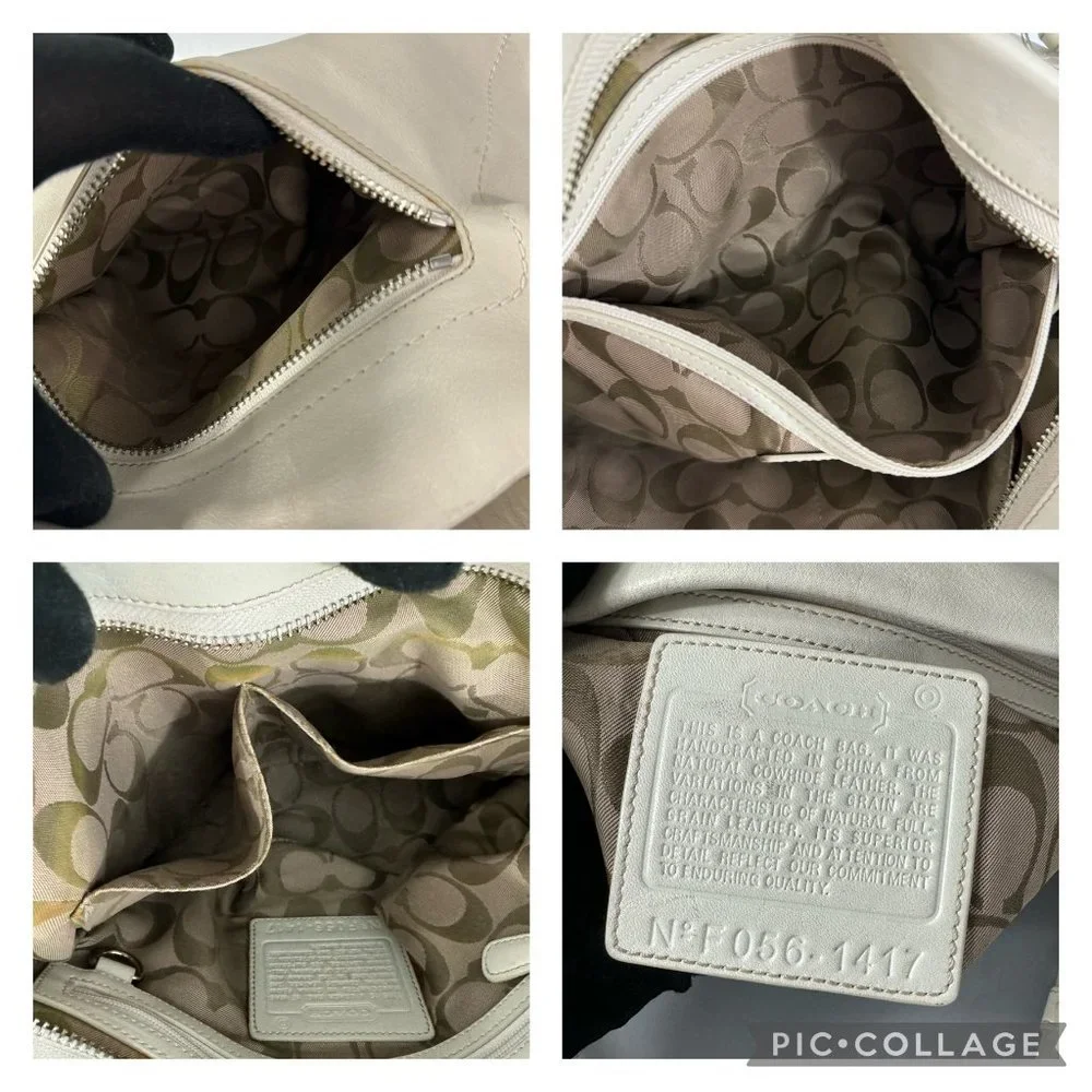 COACH # 1417 Off-White Leather Top Zip Shoulder Bag - Picture 12 of 13